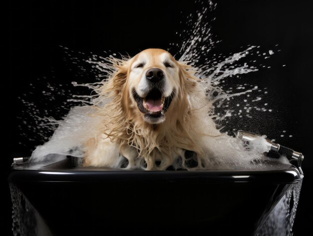 Serene dog enjoying a massage at a pet spa