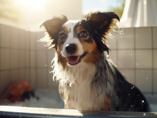 Serene dog enjoying a massage at a pet spa