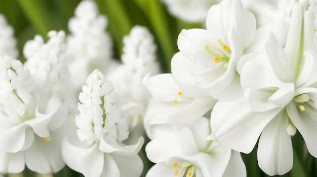 Serene Elegance Natural Background of White Hyacinth CloseUp Highlighting Lavish Beauty