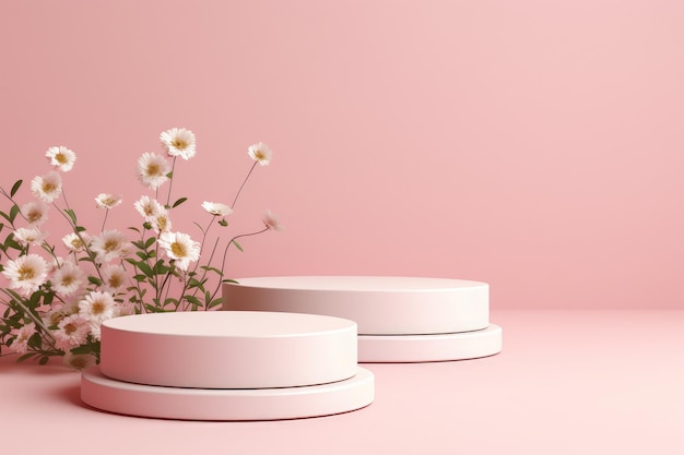 Serene Elegance Stunning Minimalist Podiums in Pastel Pink