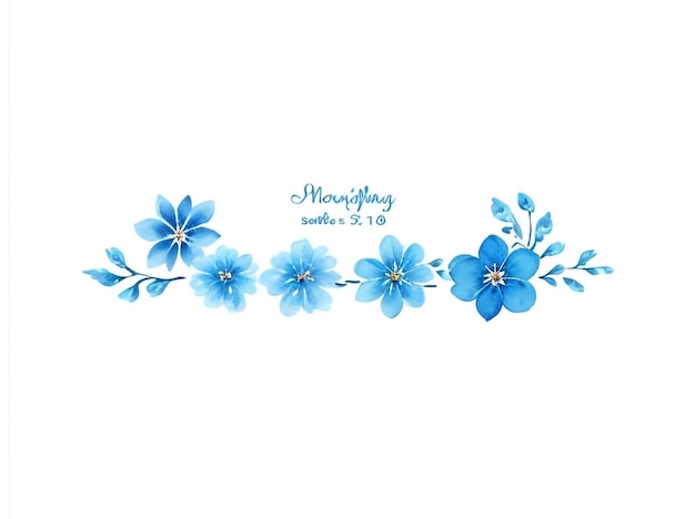 평온한 우아함 수채화 파란 꽃 서류용 국경 배너