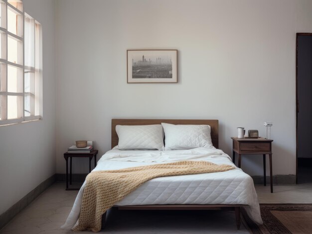 Serene en stijlvolle slaapkamer met natuurlijke geweven accenten