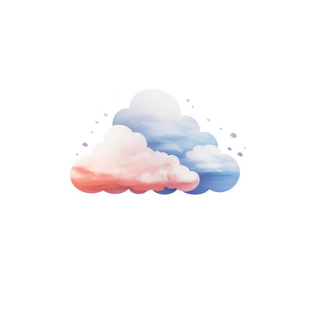 A Serene Ephemera Minimalist Cloud and Snowfall in Watercolor Elegance