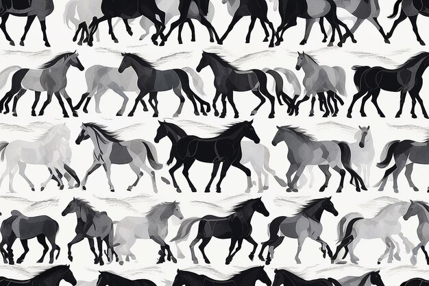 Serene Equine Motif Minimalist Horse Walking Pattern Generative AI