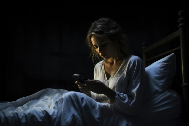 Serene Evening Lady in White Smartphone Resting