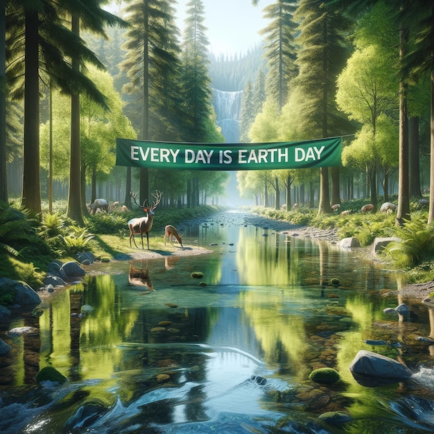 Serene Forest Ecosystem Wildlife Harmony and PollutionFree Environment Earth Day Reminder