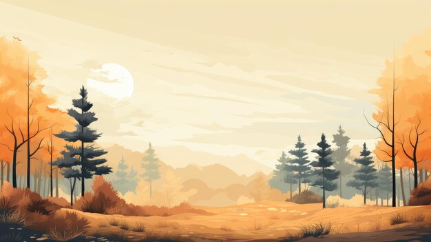 serene forest landscape in warm tones