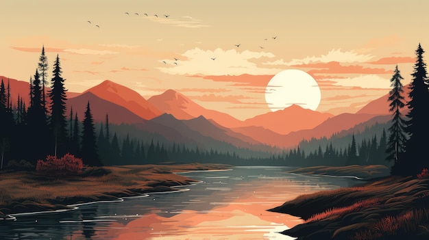 serene forest landscape in warm tones