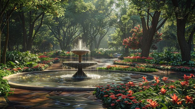 Photo a serene garden oasis blooming wallpaper