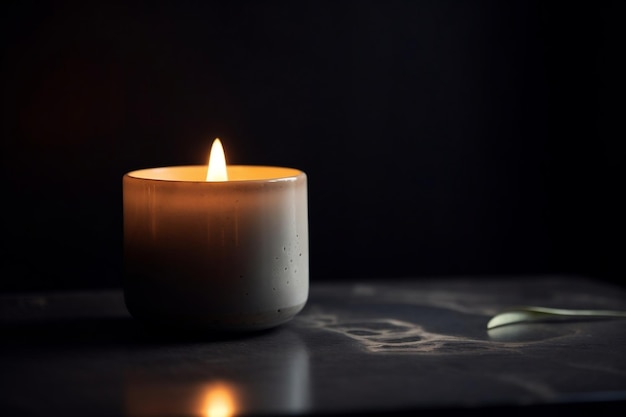 Serene Glow Solitary Candle gieten in een minimalistische houder Generatieve AI