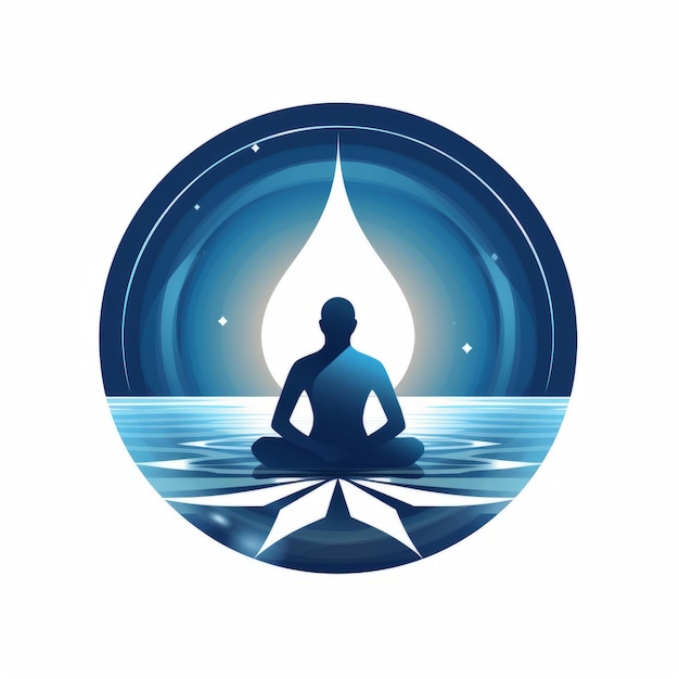The Serene Glow Unveiling Meditation Логотипы в светло-синем темно-синем и белом для добавок на