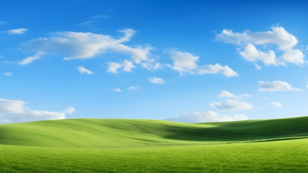 写真 ⁇ やかな青い空の下の ⁇ やかな緑の丘
