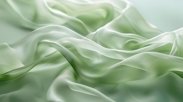 Photo serene green silk fabric flowing in elegant minimalist design