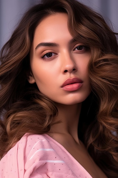 Serene Hispanic Woman with Loose Waves