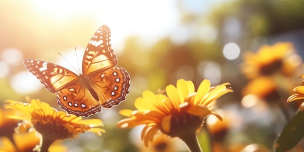 Спокойный образ, изображающий элегантность бабочки на цвете.