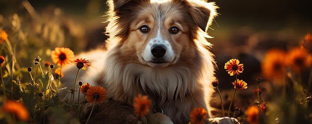 Serene Image Of A Dog Lying Field Wallpaper