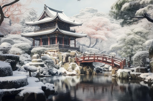 Photo serene japanese temple generate ai