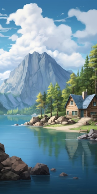 Serene Karst-cabine die rustig blauw meer en rotsachtige kust schildert