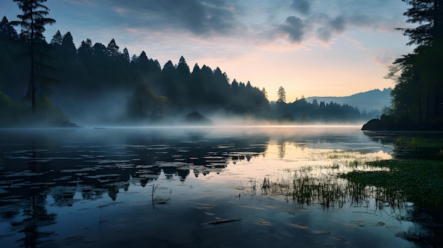 Serene Lake bij zonsopgang