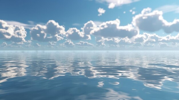 A serene lake reflecting the clouds above Generative ai