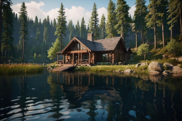 Serene Lakeside Log Cabin Retreat