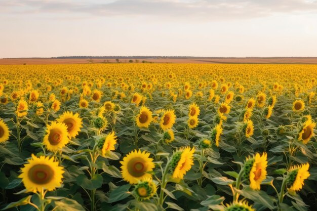 Serene landscape of sunflowers in a vast field