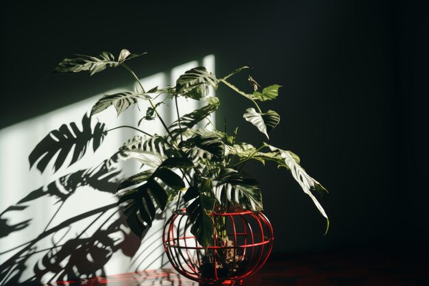 Photo serene light shadow plant room generate ai