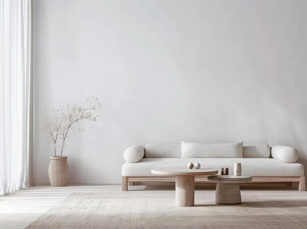 Спокойная композиция гостиной с минималистской декорацией