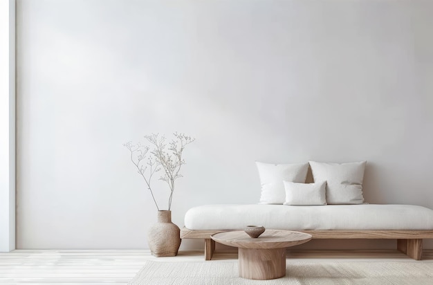 Photo serene living room composition with minimalistic deco