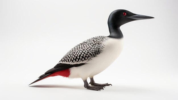 Serene loon beautiful bird on a white background