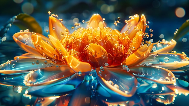 Foto sereno stagno di loto con gigli in fiore giardino d'acqua tranquilla closeup di fiori acquatici a colori vivaci