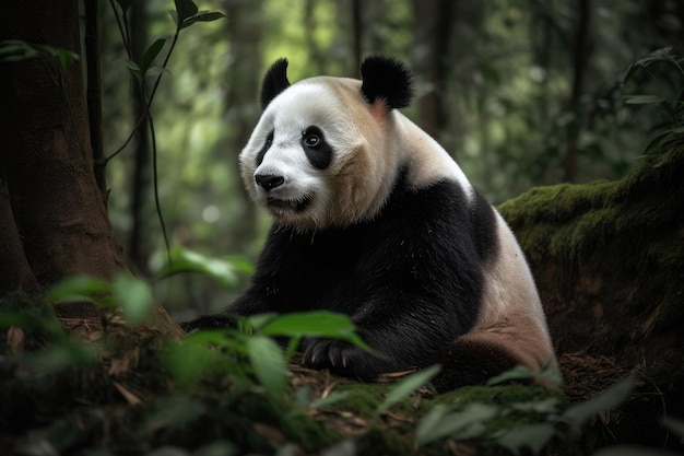 Serene Majesteit de Panda onder de Bamboos generatieve IA