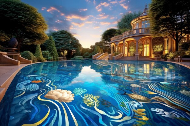 Photo serene majestic tropical swim pool generate ai