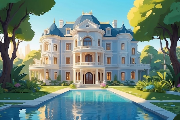 Photo the serene mansion a luxurious 3d sanctuary
