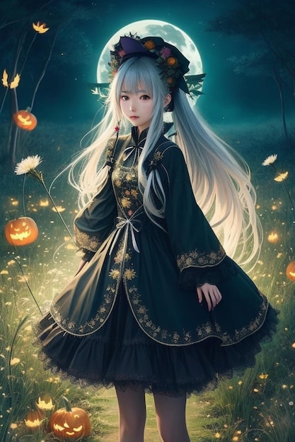 Serene Meadow Magic Portrait of a Korean Anime Wizard Girl