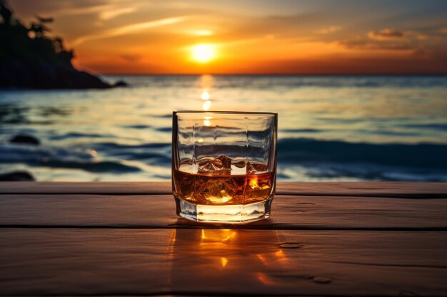 Photo a serene meditation session on the beach followed by glasses of rum punch