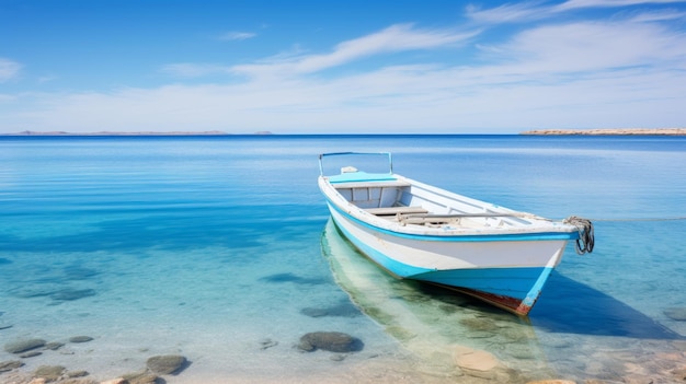 フォルメンテラの静かな地中海風のドンギ・パトロールボート