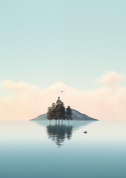 Serene Minimal View of a Lake