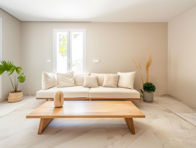 Serene minimalist interiors with natural light and warm tones