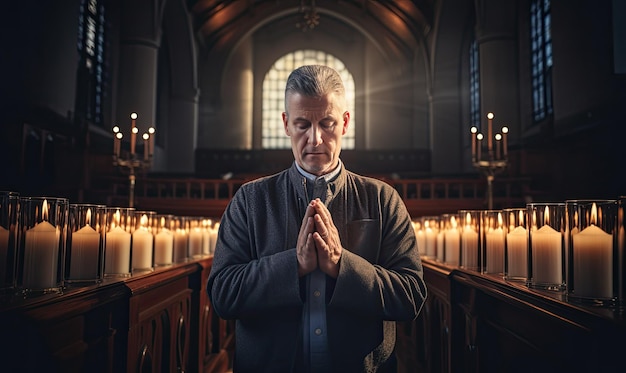 A Serene Moment of Reflection in a Historic Church