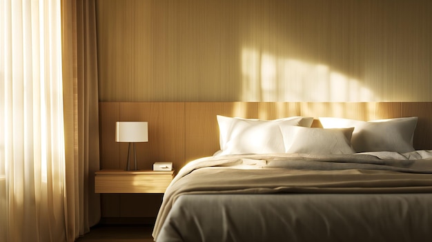 Serene Morning Light in a Cozy Bedroom Interior