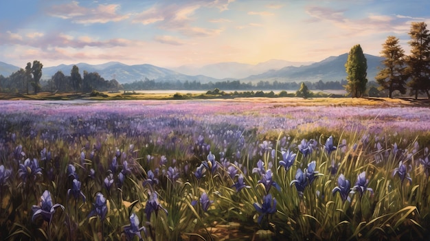 A Serene Morning In The Provence Iris Field