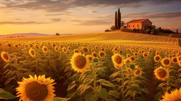 A Serene Morning In Provence's Sunflower Field