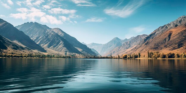 Foto il sereno lago di montagna la tranquillità e la grandezza della natura