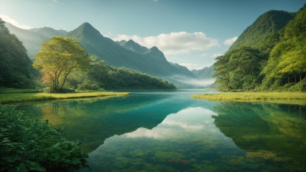 Serene Mountain Lake Wu Wei's AwardWinning Matte Painting