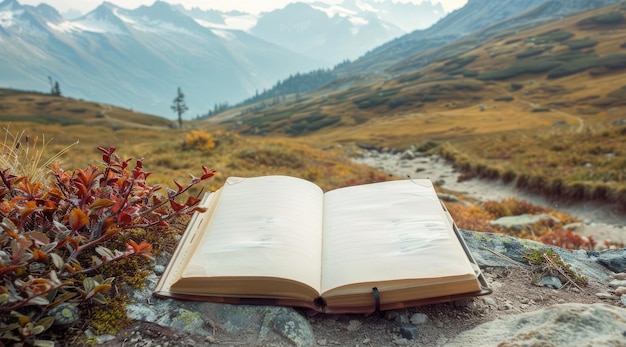 Serene mountain landscape reading spot