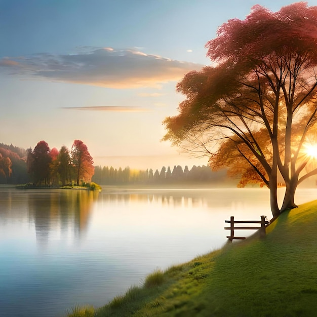 A serene natural background depicting a peaceful landscape or scenery ai generated