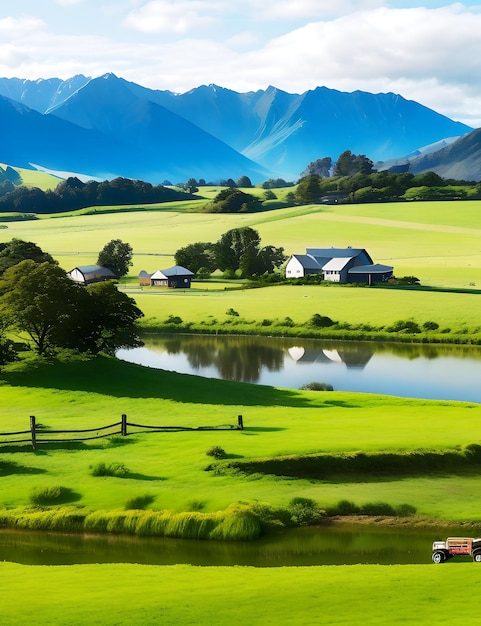 Serene New Zealand Farm ai generated