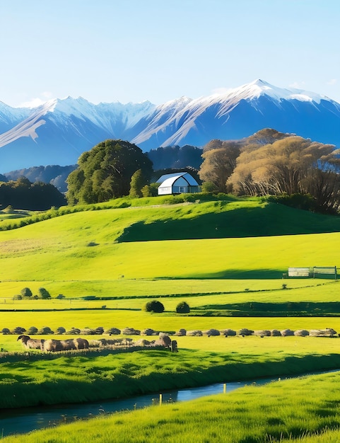 Serene New Zealand Farm ai generated