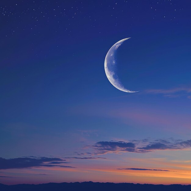 Serene Night Sky with Crescent Moon Symbol